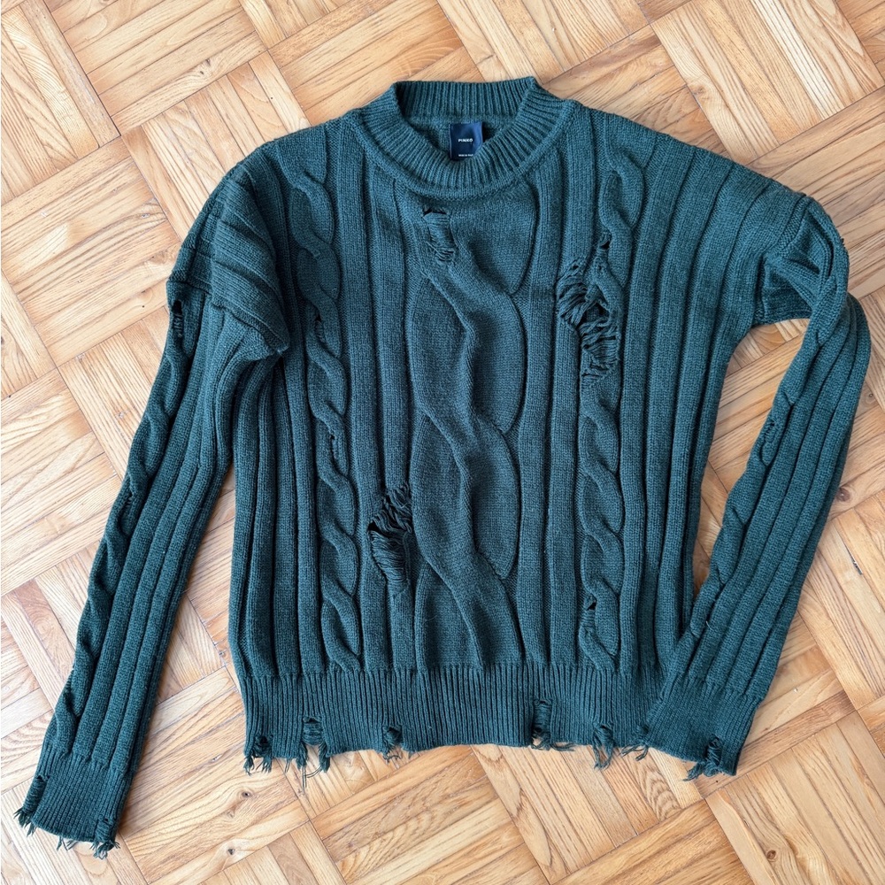 PINKO distressed cable knit sweater